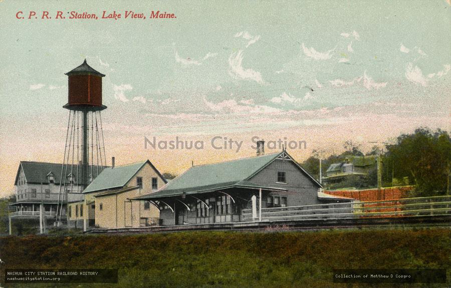 Postcard: Central Pacific Railroad Station, Lake View, Maine